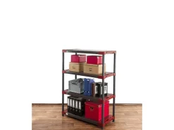 PROREGAL Kunststoffregal Big Grey Bear Low HxBxT 138 x 110 x 46 cm Fachlast 160 kg Grau/Rot* Kunststoffregale