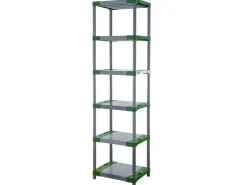 PROREGAL Kunststoffregal Big Grey Bear Extra-Tall HxBxT 220 x 70 x 46 cm Fachlast 160 kg Grau/Grün