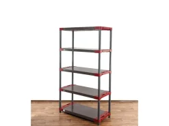PROREGAL Kunststoffregal Grey Bear Tall HxBxT 180 x 100 x 46 cm Fachlast 120 kg Grau/Rot* Kunststoffregale