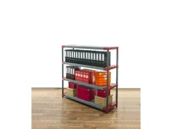 PROREGAL Kunststoffregal Big Grey Bear Low HxBxT 138 x 150 x 46 cm Fachlast 120 kg Grau/Rot