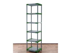 PROREGAL Kunststoffregal Grey Bear Extra-Tall HxBxT 220 x 70 x 46 cm Fachlast 120 kg Grau/Grün* Kunststoffregale