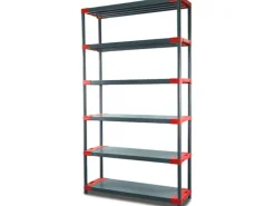 PROREGAL Kunststoffregal Big Grey Bear Extra-Tall HxBxT 220 x 100 x 46 cm Fachlast 160 kg Grau/Rot* Kunststoffregale