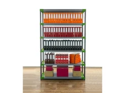 PROREGAL Kunststoffregal Big Grey Bear Extra-Tall HxBxT 220 x 130 x 46 cm Fachlast 120 kg Grau/Grün* Kunststoffregale