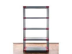 PROREGAL Kunststoffregal Grey Bear Tall HxBxT 180 x 80 x 46 cm Fachlast 120 kg Grau/Rot
