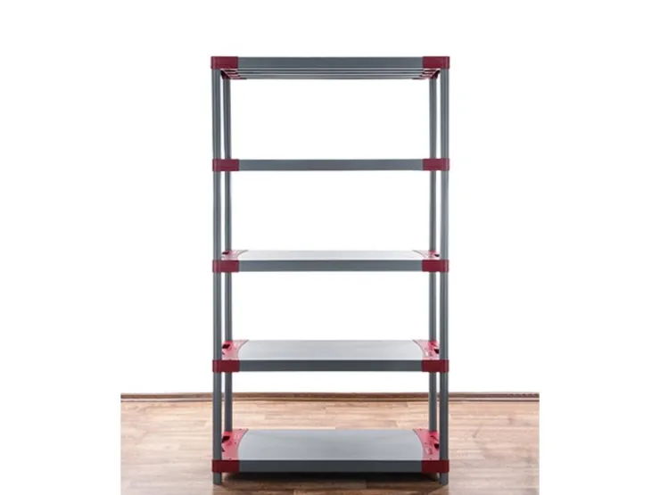 PROREGAL Kunststoffregal Grey Bear Tall HxBxT 180 x 80 x 46 cm Fachlast 120 kg Grau/Rot