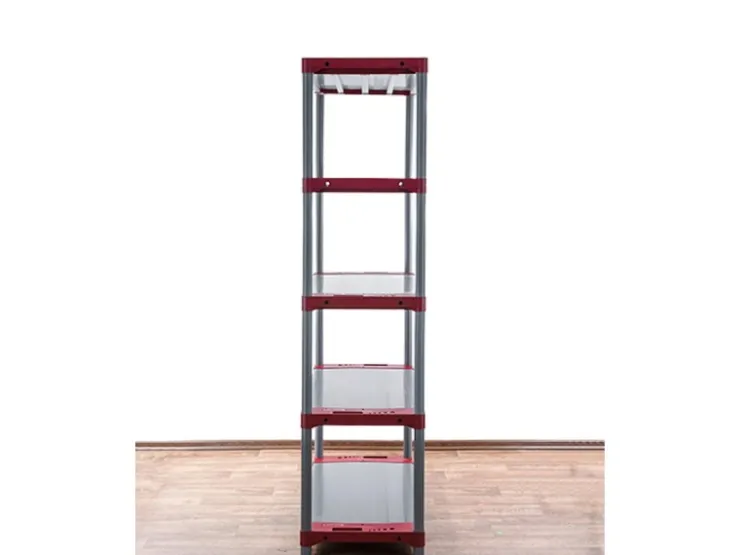 PROREGAL Kunststoffregal Grey Bear Tall HxBxT 180 x 80 x 46 cm Fachlast 120 kg Grau/Rot