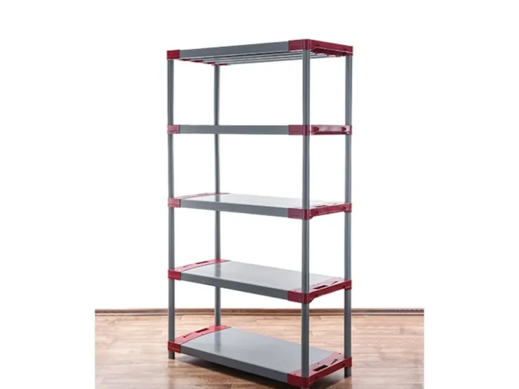PROREGAL Kunststoffregal Grey Bear Tall HxBxT 180 x 80 x 46 cm Fachlast 120 kg Grau/Rot