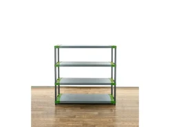 PROREGAL Kunststoffregal Grey Bear Low HxBxT 138 x 130 x 46 cm Fachlast 70 kg Grau/Grün