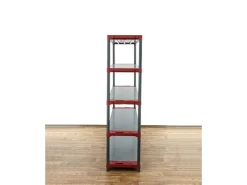 PROREGAL Kunststoffregal Grey Bear Tall HxBxT 180 x 140 x 46 cm Fachlast 70 kg Grau/Rot