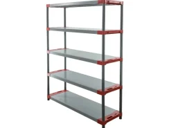PROREGAL Kunststoffregal Big Grey Bear Tall HxBxT 180 x 130 x 46 cm Fachlast 120 kg Grau/Rot* Kunststoffregale