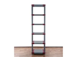 PROREGAL Kunststoffregal Grey Bear Extra-Tall HxBxT 220 x 70 x 46 cm Fachlast 120 kg Grau/Rot