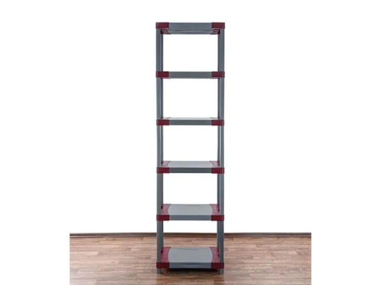 PROREGAL Kunststoffregal Grey Bear Extra-Tall HxBxT 220 x 70 x 46 cm Fachlast 120 kg Grau/Rot