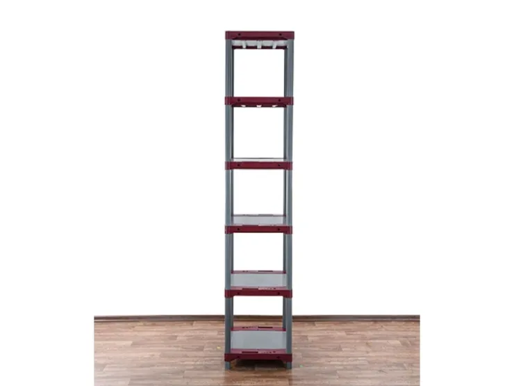 PROREGAL Kunststoffregal Grey Bear Extra-Tall HxBxT 220 x 70 x 46 cm Fachlast 120 kg Grau/Rot