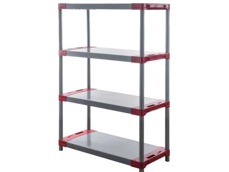 PROREGAL Kunststoffregal Big Grey Bear Low HxBxT 138 x 80 x 46 cm Fachlast 160 kg Grau/Rot