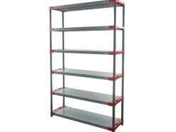 PROREGAL Kunststoffregal Big Grey Bear Extra-Tall HxBxT 220 x 130 x 46 cm Fachlast 120 kg Grau/Rot