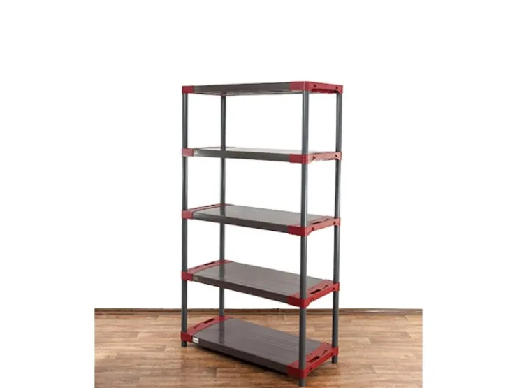 PROREGAL Kunststoffregal Big Grey Bear Tall HxBxT 180 x 110 x 46 cm Fachlast 160 kg Grau/Rot