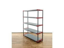 PROREGAL Kunststoffregal Grey Bear Tall HxBxT 180 x 130 x 46 cm Fachlast 70 kg Grau/Rot