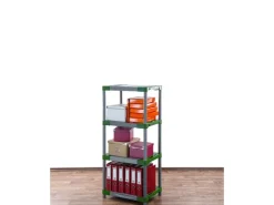 PROREGAL Kunststoffregal Grey Bear Low HxBxT 138 x 70 x 46 cm Fachlast 120 kg Grau/Grün
