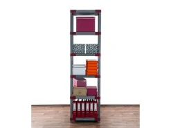 PROREGAL Kunststoffregal Grey Bear Extra-Tall HxBxT 220 x 60 x 46 cm Fachlast 120 kg Grau/Rot* Kunststoffregale