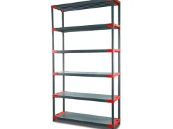 PROREGAL Kunststoffregal Big Grey Bear Extra-Tall HxBxT 220 x 120 x 46 cm Fachlast 160 kg Grau/Rot
