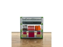 PROREGAL Kunststoffregal Big Grey Bear Low HxBxT 138 x 140 x 46 cm Fachlast 120 kg Grau/Grün* Kunststoffregale