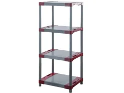 PROREGAL Kunststoffregal Grey Bear Low HxBxT 138 x 70 x 46 cm Fachlast 120 kg Grau/Rot* Kunststoffregale