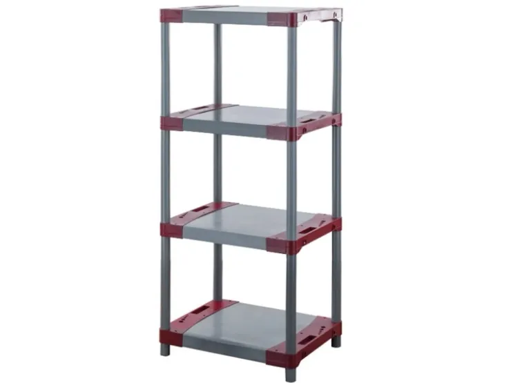 PROREGAL Kunststoffregal Grey Bear Low HxBxT 138 x 70 x 46 cm Fachlast 120 kg Grau/Rot* Kunststoffregale