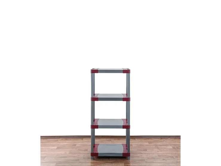 PROREGAL Kunststoffregal Grey Bear Low HxBxT 138 x 70 x 46 cm Fachlast 120 kg Grau/Rot* Kunststoffregale