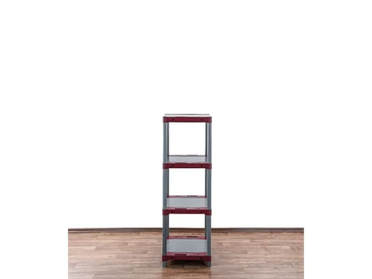 PROREGAL Kunststoffregal Grey Bear Low HxBxT 138 x 70 x 46 cm Fachlast 120 kg Grau/Rot* Kunststoffregale