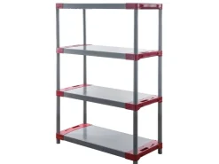PROREGAL Kunststoffregal Grey Bear Low HxBxT 138 x 80 x 46 cm Fachlast 120 kg Grau/Rot* Kunststoffregale