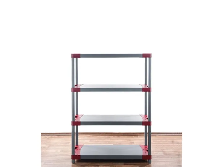 PROREGAL Kunststoffregal Grey Bear Low HxBxT 138 x 80 x 46 cm Fachlast 120 kg Grau/Rot* Kunststoffregale