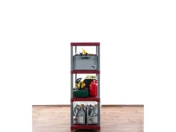 PROREGAL Kunststoffregal Grey Bear Low HxBxT 138 x 80 x 46 cm Fachlast 120 kg Grau/Rot* Kunststoffregale