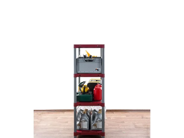 PROREGAL Kunststoffregal Grey Bear Low HxBxT 138 x 80 x 46 cm Fachlast 120 kg Grau/Rot* Kunststoffregale