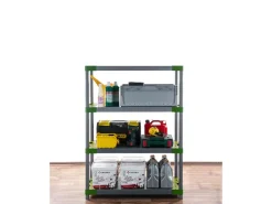 PROREGAL Kunststoffregal Grey Bear Low HxBxT 138 x 80 x 46 cm Fachlast 120 kg Grau/Grün* Kunststoffregale