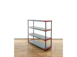 PROREGAL Kunststoffregal Big Grey Bear Low HxBxT 138 x 140 x 46 cm Fachlast 120 kg Grau/Rot* Kunststoffregale