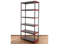 PROREGAL Kunststoffregal Big Grey Bear Extra-Tall HxBxT 220 x 90 x 46 cm Fachlast 160 kg Grau/Rot