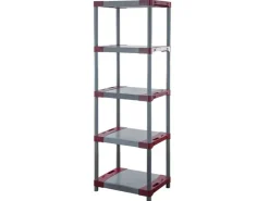 PROREGAL Kunststoffregal Big Grey Bear Tall HxBxT 180 x 70 x 46 cm Fachlast 160 kg Grau/Rot* Kunststoffregale