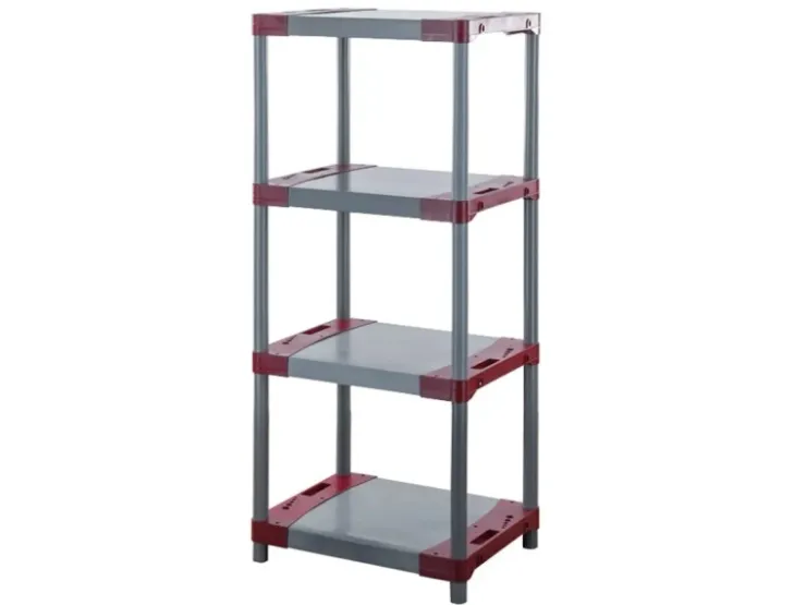 PROREGAL Kunststoffregal Grey Bear Low HxBxT 138 x 60 x 46 cm Fachlast 120 kg Grau/Rot