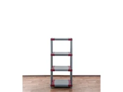 PROREGAL Kunststoffregal Grey Bear Low HxBxT 138 x 60 x 46 cm Fachlast 120 kg Grau/Rot