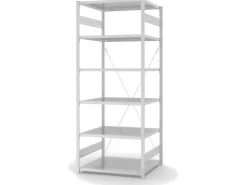 PROREGAL Lebensmittel Fachbodenregal Stecksystem T-Profil Grundregal HxBxT 250 x 100 x 80 cm 6 Ebenen Fachlast 130 kg Hygienische Beschichtung Weiß