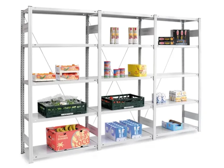 PROREGAL Lebensmittel Fachbodenregal Stecksystem T-Profil Grundregal HxBxT 250 x 100 x 80 cm 6 Ebenen Fachlast 130 kg Hygienische Beschichtung Weiß