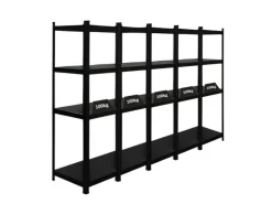 PROREGAL Mega Deal 5 x All Black Series Schwerlastregal Ragnar HxBxT 150 x 45 x 45 cm Fachlast 100 kg Matt Schwarz Kellerregal Steckregal Garagenregal* Regale Schwarz|Kellerregale