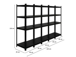 PROREGAL Mega Deal 5 x All Black Series Schwerlastregal Ragnar HxBxT 150 x 45 x 45 cm Fachlast 100 kg Matt Schwarz Kellerregal Steckregal Garagenregal* Regale Schwarz|Kellerregale