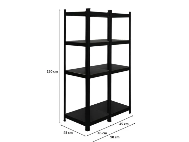 PROREGAL Mega Deal 2 x All Black Series Schwerlastregal Ragnar HxBxT 150 x 45 x 45 cm Fachlast 100 kg Matt Schwarz Kellerregal Steckregal Garagenregal