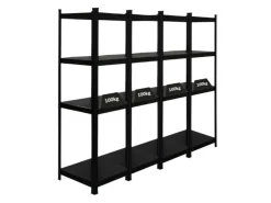 PROREGAL Mega Deal 4 x All Black Series Schwerlastregal Ragnar HxBxT 150 x 45 x 45 cm Fachlast 100 kg Matt Schwarz Kellerregal Steckregal Garagenregal* Regale Schwarz|Kellerregale