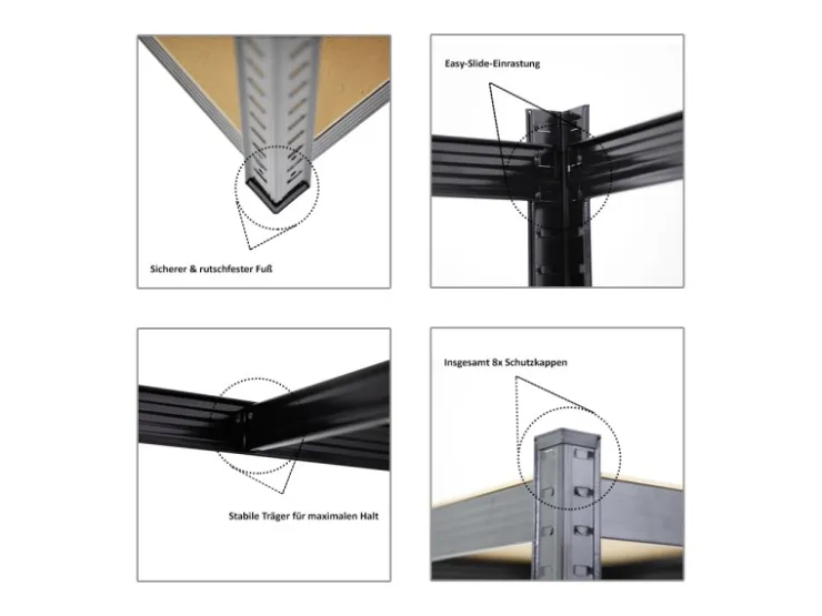 PROREGAL Mega Deal 1 x Eckregal & 2x Schwerlastregal Ragnar HxBxT 180 x 190 x 40 cm Fachlast 175 kg Kellerregal Steckregal Garagenregal* Regale Schwarz|Metallregale