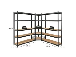 PROREGAL Mega Deal 1 x Eckregal & 2x Schwerlastregal Ragnar HxBxT 180 x 190 x 40 cm Fachlast 175 kg Kellerregal Steckregal Garagenregal* Regale Schwarz|Metallregale