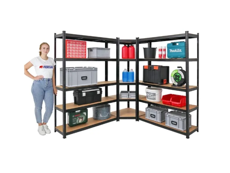 PROREGAL Mega Deal 1 x Eckregal & 2x Schwerlastregal Ragnar HxBxT 180 x 190 x 40 cm Fachlast 175 kg Kellerregal Steckregal Garagenregal* Regale Schwarz|Metallregale