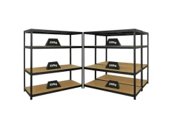 PROREGAL Mega Deal 3er-Set Schwerlastregal Giant Elephant 160x150x60cm mit 4 Ebenen Fachlast 200kg* Regale Schwarz|Kellerregale