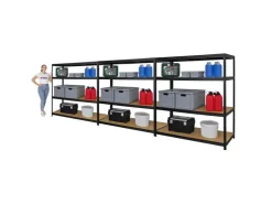 PROREGAL Mega Deal 3er-Set Schwerlastregal Giant Elephant 160x150x60cm mit 4 Ebenen Fachlast 200kg* Regale Schwarz|Kellerregale